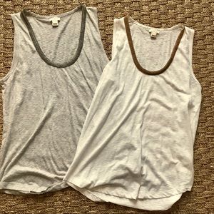 J Crew metallic trimmed tank tops worn 1-3 x each